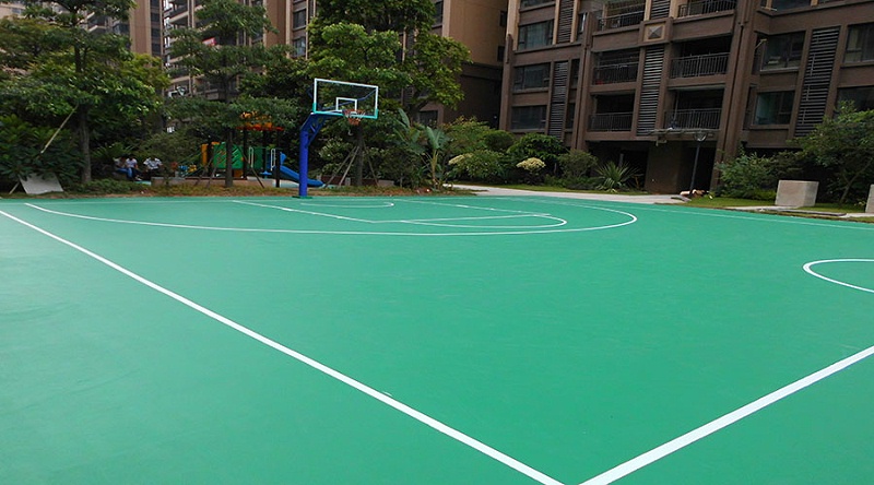 地卫士水性硅PU球场地坪漆完工效果图