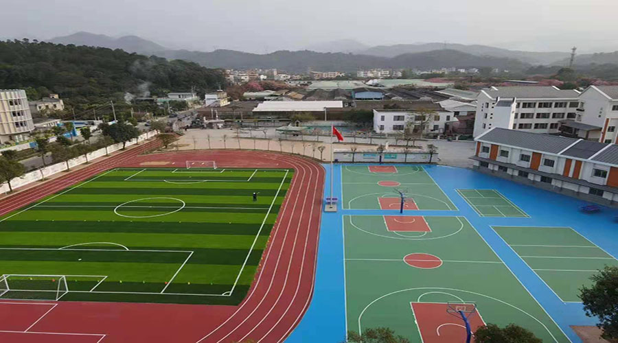 水性硅PU地坪漆运动场地坪完工效果图