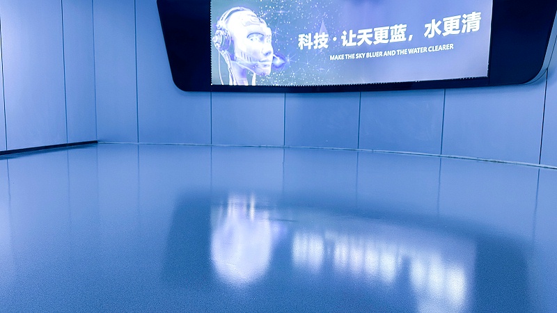 数字化展厅地卫士环氧彩砂自流平地坪漆完工图