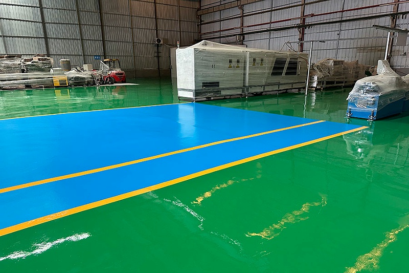 中山箱当好包装材料有限公司“地卫士”滚面耐磨型环氧地坪及聚氨酯砂浆超耐磨型地坪漆完工图一角