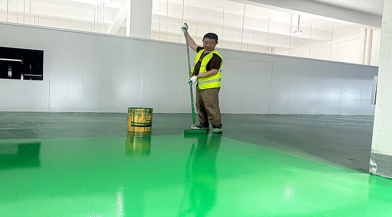 深圳聚悦环境科技公司“地卫士”滚面耐磨型地坪漆施工图一角