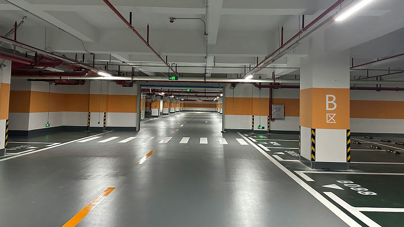地卫士停车场超耐磨地坪漆完工效果图