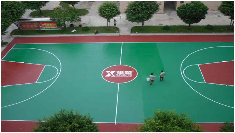 “雄塑管道”户外运动场选用“地卫士”地坪漆及划线完工展示图
